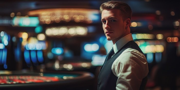 Meja blackjack Spadegaming dengan dealer profesional